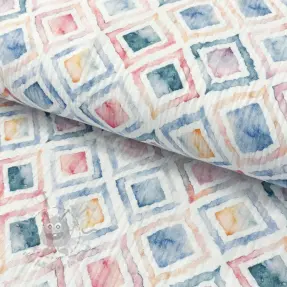Tetra Tkanina/Muslin Geo watercolour blue digital print