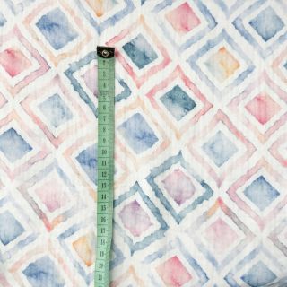 Dvoslojna gaza/muslin Geo watercolour blue digital print