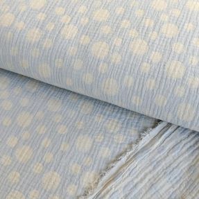 Dvoslojna gaza/muslin JACQUARD Dots light blue