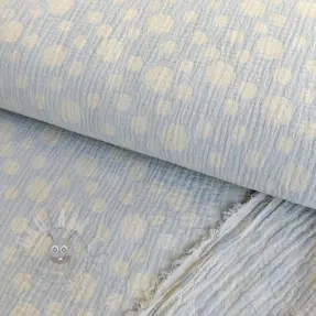 Tetra Tkanina/Muslin JACQUARD Dots light blue