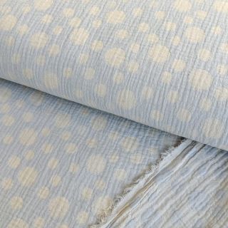 Dvoslojna gaza/muslin JACQUARD Dots light blue