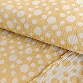 Dvoslojna gaza/muslin JACQUARD Dots dark yellow