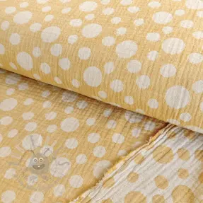 Tetra Tkanina/Muslin JACQUARD Dots dark yellow