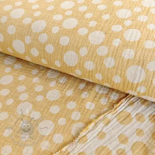 Tetra Tkanina/Muslin JACQUARD Dots dark yellow