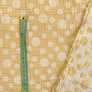 Dvoslojna gaza/muslin JACQUARD Dots dark yellow