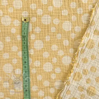 Tetra Tkanina/Muslin JACQUARD Dots dark yellow