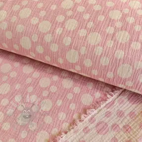 Tetra Tkanina/Muslin JACQUARD Dots pink