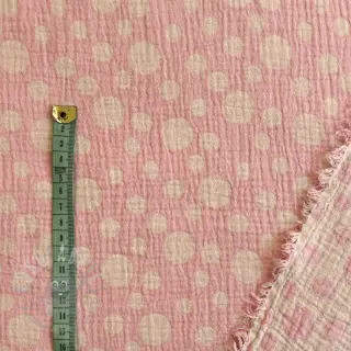 Tetra Tkanina/Muslin JACQUARD Dots pink