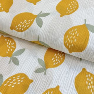 Dvoslojna gaza/muslin Lemons white