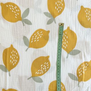 Dvoslojna gaza/muslin Lemons white