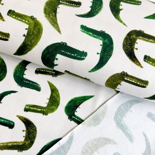 Tkanina trenirka Crocodile off white digital print