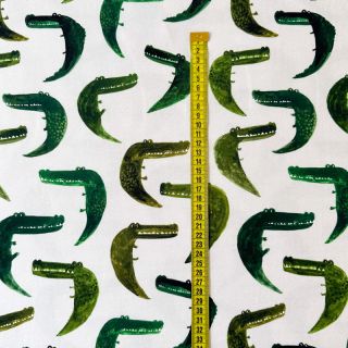 Tkanina trenirka Crocodile off white digital print