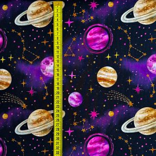 Tkanina trenirka Planets and rockets design C digital print