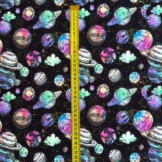 Tkanina trenirka Planets and rockets design A digital print