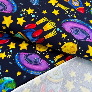 Tkanina trenirka Planets and rockets design B digital print