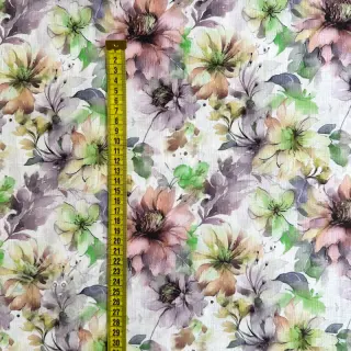 Lan s pamukom Peony roses RAMIE green digital print