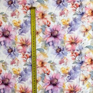 Lan s pamukom Peony roses RAMIE light pink digital print