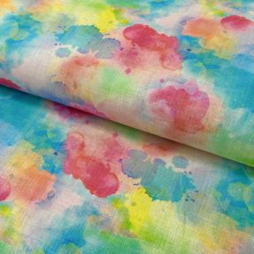 Lan s pamukom Abstract flowers RAMIE blue digital print