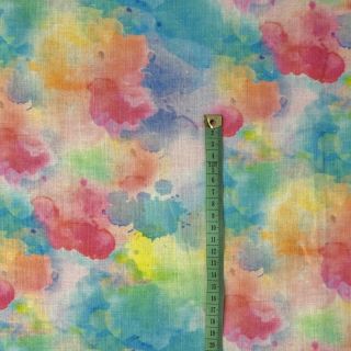 Lan s pamukom Abstract flowers RAMIE blue digital print