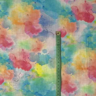 Lan s pamukom Abstract flowers RAMIE blue digital print