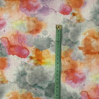 Lan s pamukom Abstract flowers RAMIE orange digital print