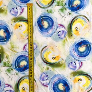 Úplet VISCOSE LYCRA HEAVY Abstract circles design B digital print