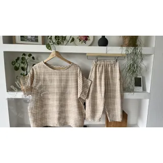Tetra Tkanina/Muslin Double sided CHECKS MINI beige
