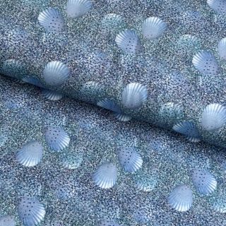 Pleteni materijal Shimmer shell blue digital print