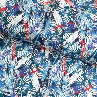 Pleteni materijal Fossils blue digital print