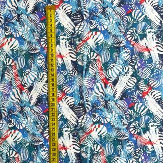 Pleteni materijal Fossils blue digital print