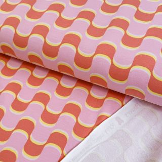 Triko Abstract flowers wave pink digital print