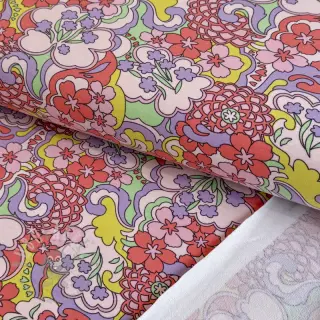 Triko Abstract flowers pink digital print