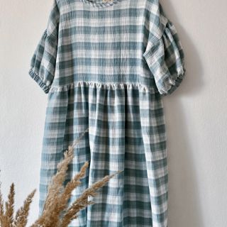 Dvostruka gaza/muslin Double sided CHECKS MINI green
