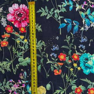 Lan s pamukom Classic roses RAMIE blue digital print