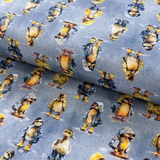 Pleteni materijal Raincoat ducklins grey digital print
