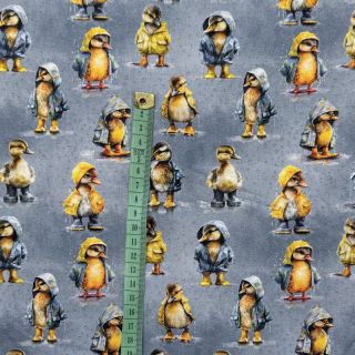 Pleteni materijal Raincoat ducklins grey digital print