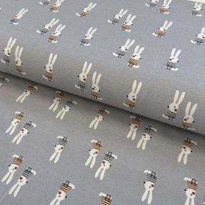 Pleteni materijal Bunny buddies grey digital print