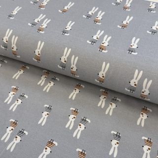 Pleteni materijal Bunny buddies grey digital print