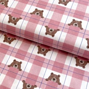 Pamučna tkanina FLANNEL Bear check light pink