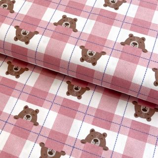 Pamučna tkanina FLANNEL Bear check light pink