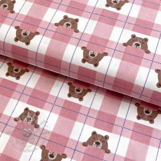 Pamuk FLANNEL Bear check light pink