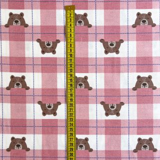 Pamučna tkanina FLANNEL Bear check light pink