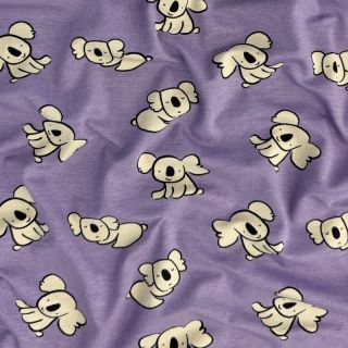 Pleteni materijal Koalas purple digital print ORGANIC