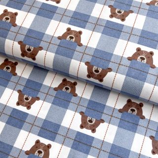 Pamučna tkanina FLANNEL Bear check jeans
