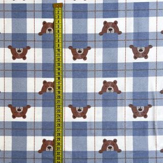 Pamučna tkanina FLANNEL Bear check jeans
