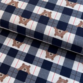 Pamučna tkanina FLANNEL Bear check navy