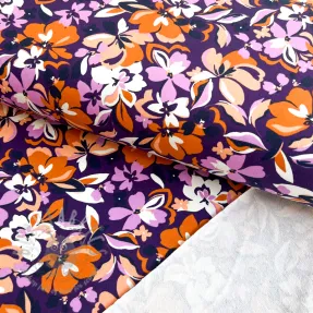 Triko Bright flowers design purple ochre