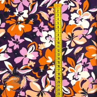 Triko Bright flowers design purple ochre