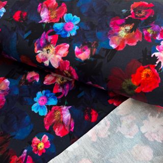 Triko Wild rose navy digital print