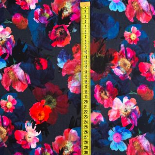 Triko Wild rose navy digital print